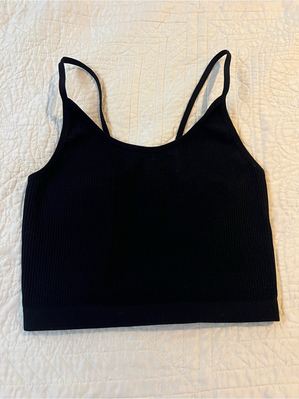 Black Ribbed Open-back Tank